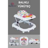 Allians Çocuk Yürüteç, 3 Kademeli, Oyuncaklı, 10 Tekerlekli Balıklı Yürüteç - Ahşap - Beyaz