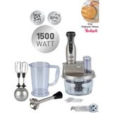 Allians Çok Fonksiyonlu 1500W Mutfak Robotu, 4 Bıçaklı Dilimleyici ve Rende - Altın - Gri