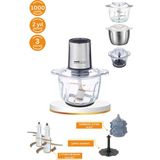 Allians Çok Fonksiyonlu 2.3 L Cam ve Çelik Doğrayıcı, Ek Hazne ile Pratik Kullanım - Açık Bej