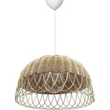 Allians Doğal Bambu ve Hasır Rattan Sarkıt Avize 35 Cm, Şık ve Aydınlatıcı Tasarım - Seçenek 1 - Ahşap - Beyaz