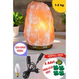 Allians Doğal Himalaya Tuz Lambası 1-2 kg Pembe Turuncu, Dekoratif ve Hediye Seçeneği - Seçenek 1 - Açık Bej