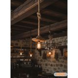 Allians El Yapımı Hasır Halat Sarkıt Jüt Avize – Bohem, Kafe, Ev, Balkon, Ofis Aydınlatma - Seçenek 1 - Ahşap