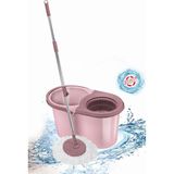 Allians F139 Balerina Otomatik Sıkma Mikrofiber Temizlik Mop Seti, Pembe - Ahşap - Bej - Seçenek 1