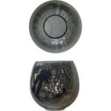 Allians Füme Rengi Fanus Avize Camı E27, 12CM Çap, 13CM Boy - Seçenek 1 - Altın - Gri