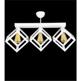 Allians Geometrik Metal Küp Tasarımlı Retro Tarz Plafonyer Avize - Seçenek 1 - Ahşap - Beyaz
