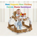 Allians Kornalı Oyuncaklı Mama Tablalı Zıp Zıp Hoppala Yürüteç ve Örümcek Seti - Ahşap - Ceviz