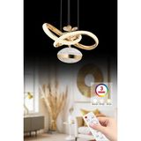 Allians Modern 3 Renk LED Avize, Lina Gold Begonvil Kasalı, Kumandalı, Şık Tasarım - Seçenek 1 - Altın