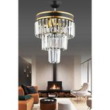 Allians Modern 3'lü Katlı Siyah ve Gold Yaldızlı Kristal Avize, 30 cm - Seçenek 1 - Ahşap