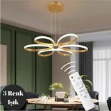 Allians Modern Kumandalı Çok Renkli LED Sarkıt Avize, Şık ve Işlevsel Işıklandırma - Seçenek 1 - Ahşap - Ceviz