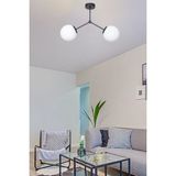 Allians Modern Siyah ve Beyaz Camlı 2'li Avize, Salon, Mutfak, Cafe ve Yatak Odası Için - Seçenek 1 - Ahşap