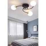 Allians Modern Siyah ve Beyaz Camlı Üçlü Plafonyer Avize - Seçenek 1 - Ahşap