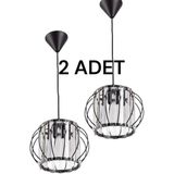 Allians Modern Taşlı Avize, 2 Adet, Şık ve Parlak Tasarım, Ev Dekorasyonu Için Ideal - Seçenek 1 - Ahşap