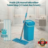 Allians Pratik Çift Hazneli Mikrofiber Tablet Mop Temizlik Seti + Yedek Mop - Altın - Turkuaz - Seçenek 1