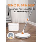 Allians Pratik Otomatik Mop Temizlik Seti, Mikrofiber Kare Başlık, 2 Adet Bez - Ahşap - Beyaz - Seçenek 1