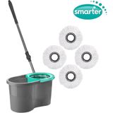 Allians Pratik Otomatik Temizlik Seti, 4 Mikrofiber Mop ve Paspas ile Hızlı Temizlik - Antrasit - Seçenek 1