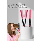 Allians Pratik ve Taşınabilir Manuel V Tipi Keratin Saç Düzleştirici, Isısız Tasarım - Altın - Turkuaz - Seçenek 1