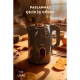 Allians Premium Parlak Gri Kettle Su Isıtıcı, Dayanıklı ve Şık Tasarım - Altın - Gri