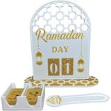 Allians Ramazan Gün Sayacı, Dekoratif Masa Üstü Takvim, Değiştirilebilir Gün Kartı - Ahşap - Beyaz - Seçenek 1