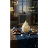 Allians Ramazan Temalı Dekoratif Fener Mum ve Ev Süslemeleri Seti - Ahşap - Beyaz - Seçenek 1