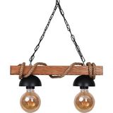 Allians Rustik Nigrum Ahşap Avize, Halatlı, Retro ve Otantik Tasarım, 2'li Set - Seçenek 1 - Ahşap - Ceviz