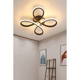 Allians Salda Modern Siyah Plafonyer, Beyaz Ledli, 40 cm Çap, Şık ve Modern Tasarım - Seçenek 1 - Ahşap