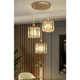 Allians Şık Kristal Taşlı Gold Sarkıt Avize, Modern ve Şık Tasarım - Seçenek 1 - Altın