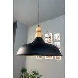 Allians Siyah Boncuklu Ahşap Başlıklı Tekli Metal Avize, Şık ve Modern Aydınlatma - Seçenek 1