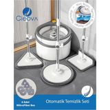 Allians Yeni Tasarım Otomatik 360° Döner Mop ve Temizlik Seti, 3 Başlıklı Paspas - Ahşap - Beyaz - Seçenek 1