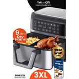 Allians Yüksek Güçlü 3xl Airfryer, Dokunmatik Kontrol, Yağsız Sıcak Hava Fritözü - Altın - Gri