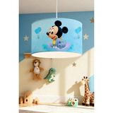 Allians Yumuşak Mavi Mickey Desenli Çocuk Odası Avizesi, Şık ve Renkli Aydınlatma - Seçenek 1 - Ahşap - Ceviz