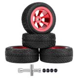 AllinRC RC Lastikler ve Jantlar Önceden Yapıştırılmış WLtoys K969 K989 P929 1/28 RC Drift Racing Car Off Road Buggy ile Uyumlu (Kırmızı)