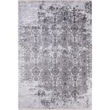 Allison Gri Çerçeveli Modern Geometrik Etnik Desenli Boho Makinada Yıkanabilir Hafif Hav Toz Vermez Leke Tutmaz Kaymaz Taban Dijital Makine Baskı Halı Oturma Odası Salon Yolluk Koridor Mutfak Halısı