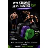 Allmart 25-35-45 KG Direnç Bandı Seti Kas Geliştirme Lastiği Fitness Pilates Cross Training Bant 3 Sertlik