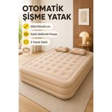 Allmart Otomatik Şişirilebilir Çift Kişilik Yatak, 200X150X40 Cm, Hava Pompası ve 2 Adet Şişirilebilir Yastık Dahildir