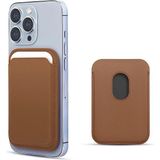 Allmi Apple iPhone 12 / 13 / 14 / 15 / 16 / 17 Pro Max Serisi ile Uyumlu Deri Cüzdan Magsafe - Kahverengi