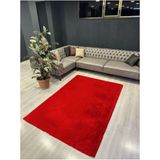 Allstar Carpet Modern Tavşan Tüyü Yumuşacık Tüy Dökmez Peluş Halı Kırmızı - 80 x 120 cm