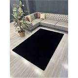 Allstar Carpet Modern Tavşan Tüyü Yumuşacık Tüy Dökmez Peluş Halı Siyah - 80 x 150 cm