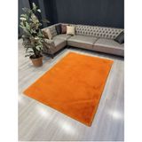Allstar Carpet Modern Tavşan Tüyü Yumuşacık Tüy Dökmez Peluş Halı Turuncu - 80 x 150 cm
