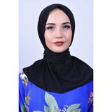 Alluring ALLURİNG Kadın Tesettür Çıtçıtlı Boyunluk Şal Sandy Kumaşla Esnek ve Pratik Kullanım İçin Siyah - Standart