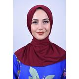 ALLURİNG Kadın Tesettür Çıtçıtlı Boyunluk Hijap Bone Şal - Bordo - Standart
