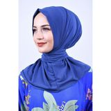 ALLURİNG Kadın Tesettür Çıtçıtlı Boyunluk Hijap Bone Şal - Mavi - Standart