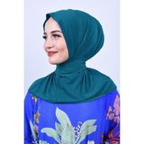 ALLURİNG Kadın Tesettür Çıtçıtlı Boyunluk Hijap Bone Şal - Yeşil - Standart