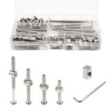 ALLWIN Beşik Vidaları Cıvataları Donanım Yedek Kiti, Yatak Çerçevesi, Mobilya, Sandalye ve Dolaplar için 28 Set M6 Cıvata ve Namlu Somunları - M6x20/40/60/80 mm Altıgen Tahrik Soket Kapağı Vidaları Çeşitleri