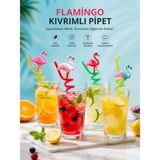 Allwin Flamingo Figürlü Kıvrımlı Pipet Seti-4 Adet, Bpa Içermez, Renkli Parti Pipetleri, Kıvrımlı Pipet Seti Şekilli Parti Pipeti Bpa Içermeyen Pipet Tekrar Kullanılabilir Pipet