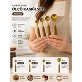 Allwin Ölçü Kaşığı Seti 4 Parça – Ahşap Saplı Metal Kahve Kaşığı , Ölçü Kaşığı Seti, Baharat Ölçü Kaşığı Mutfak Ölçü Seti Yemek Ölçü Kaşığı Barista Ekipmanları Kahve Aksesuarları Baking Tools Ölçü Kaşığı