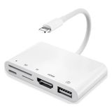 Ally 5in1 Lightning HDMI Dijital Av Adaptör+ Otg USB Hub Kamera Tf Sd OKUYUCU-(5775 - COMPTR3677-2 - Beyaz
