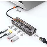 Ally 5in1 Type-C To Usb3.0 + Usb2.0 + Type-C Pd 100W + HDMI + Ethernet Çoğaltıcı - FEİ1874-158 - Şeffaf