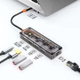 Ally 5in1 Type-C To Usb3.0 + Usb2.0 + Type-C Pd 100W + HDMI + Ethernet Çoğaltıcı Transparan Hub