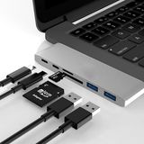 Ally 6 In1 Usb-C Hub Daul USB 3.0 Type-C Şarj Kart Reader Çoğaltıcı HUB-(5775 - COMPTR9937-6 - Gri