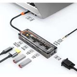 Ally 6in1 Type-C To Usb3.0 + Usb2.0 + Type-C Pd 100W + HDMI + VGA + 3.5mm Çoğaltıc Transparanı